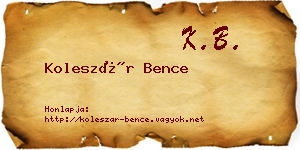 Koleszár Bence névjegykártya